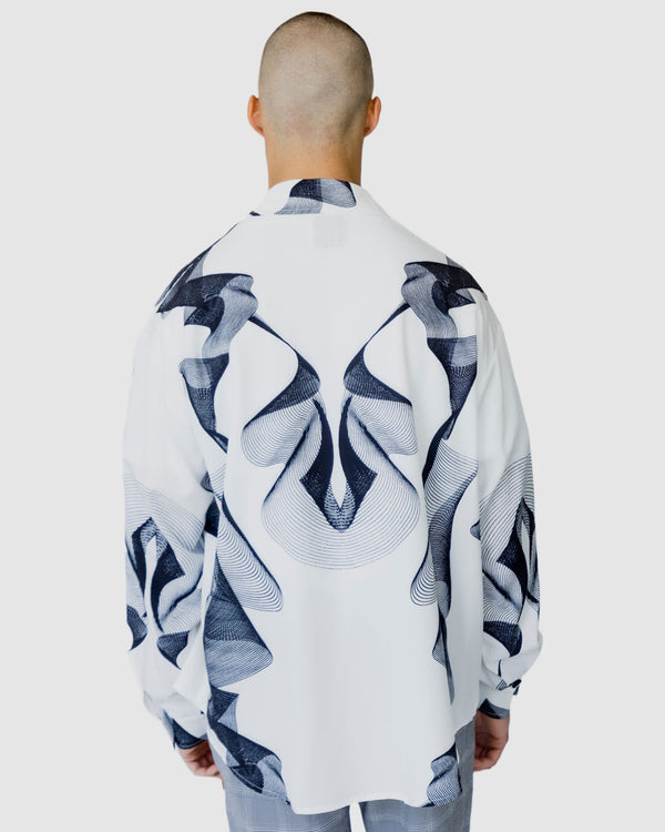 Justin Cassin Lark Print Casual Shirt White
