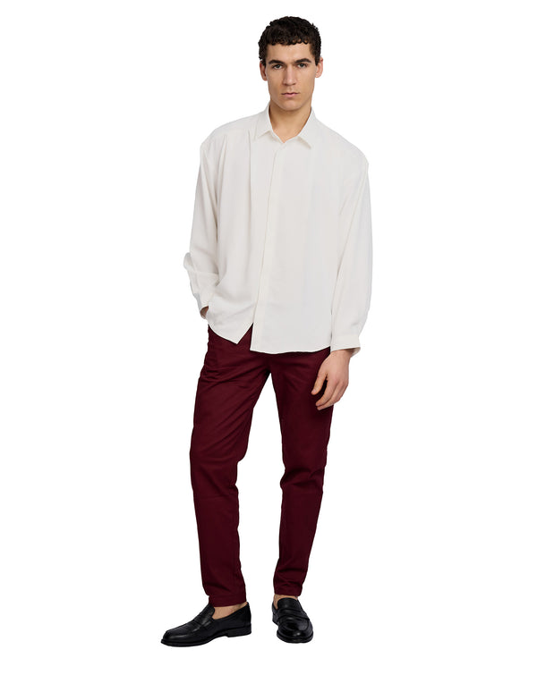 Justin Cassin Lucien Pleated Shirt White