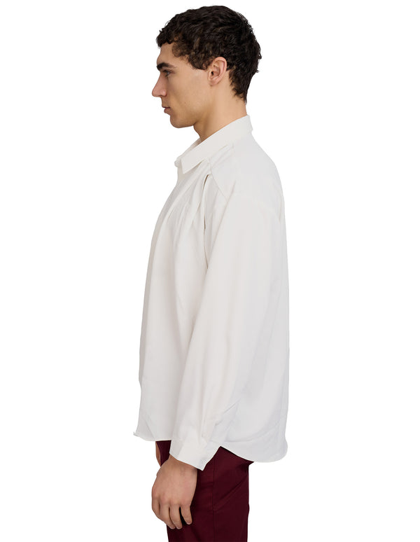 Justin Cassin Lucien Pleated Shirt White