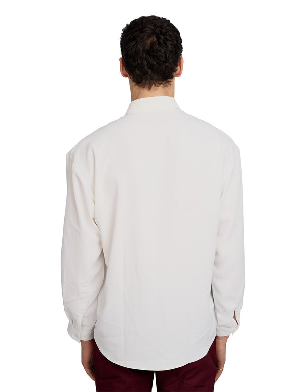 Justin Cassin Lucien Pleated Shirt White