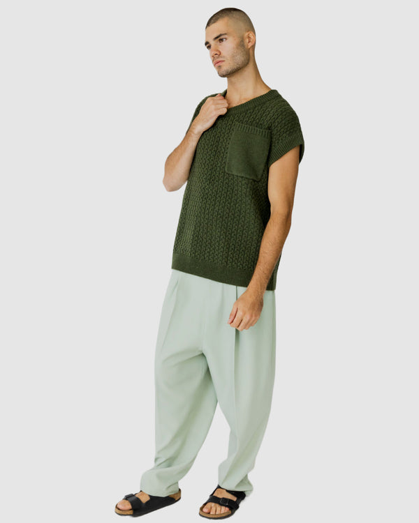 Justin Cassin Mateo Pocket Knitted Vest Green