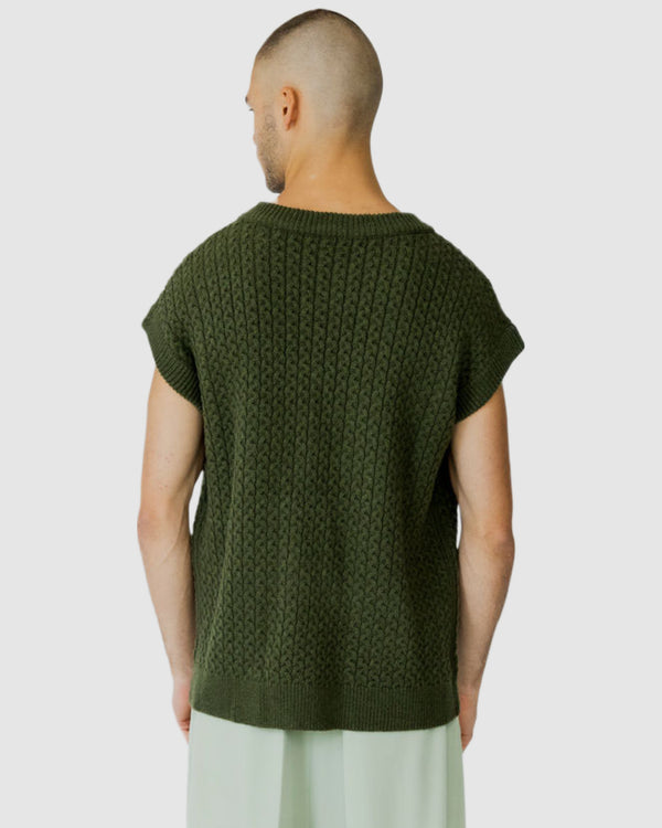 Justin Cassin Mateo Pocket Knitted Vest Green
