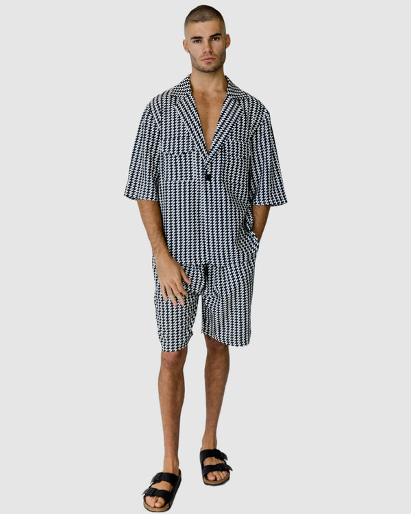 Justin Cassin Mulholland Print Shirt Black/White