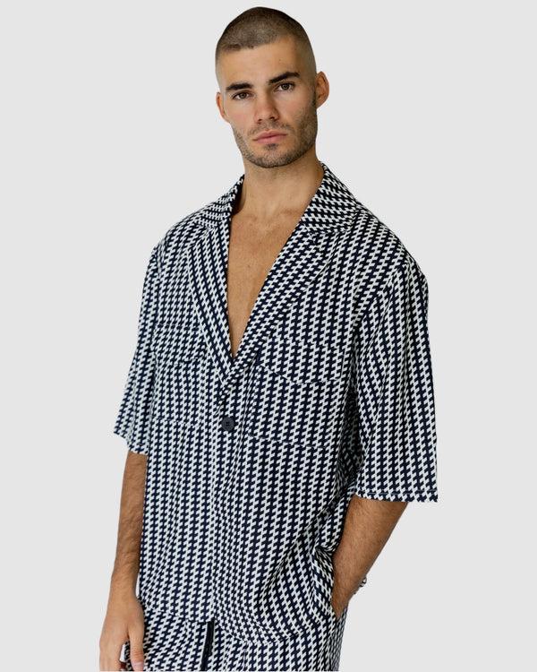 justin cassin Mulholland Print Shirt Black/White