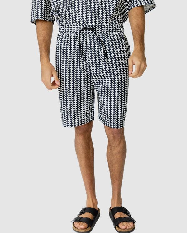 justin cassin Mulholland Tie Shorts Black/White