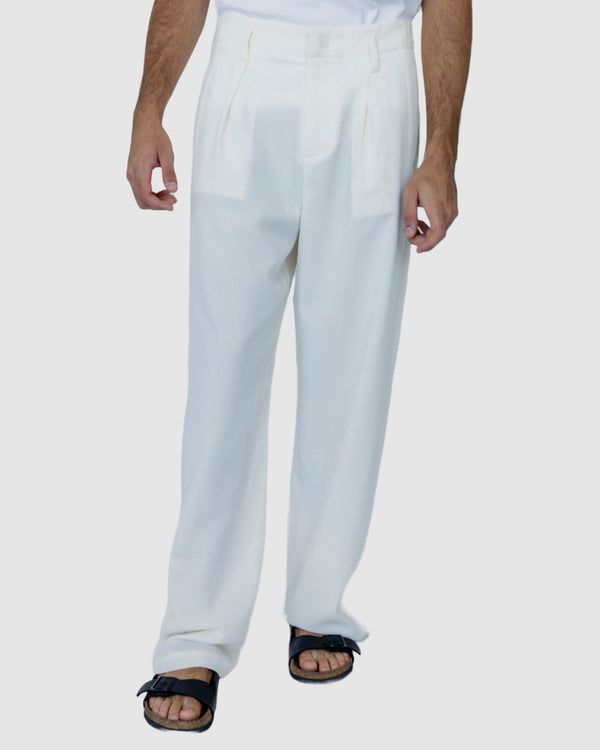 justin cassin Newman Straight Leg Trouser Cream