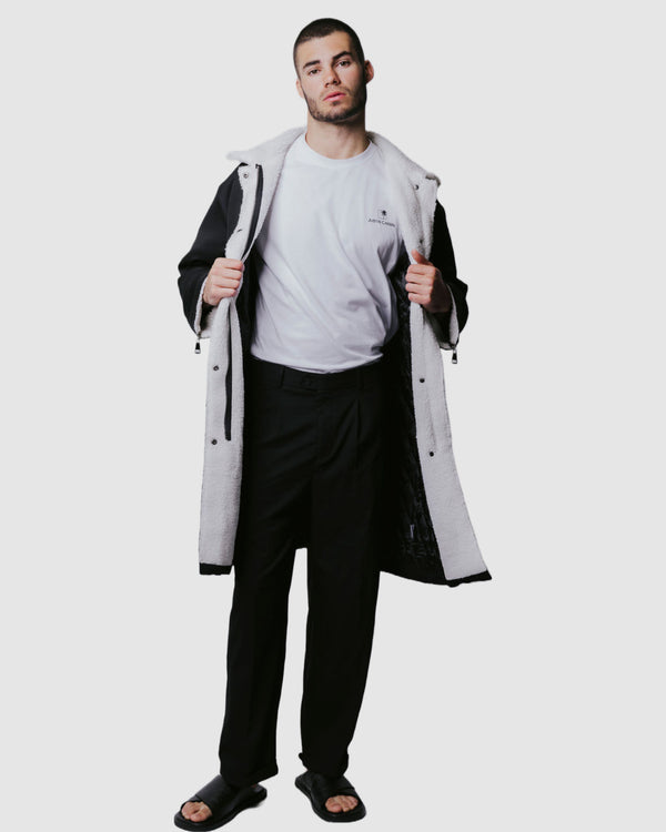 Justin Cassin Otto Trimmed Coat Black