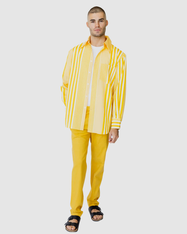 Justin Cassin Parish Straight Linen Trouser Yellow