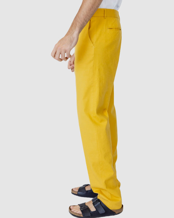 Justin Cassin Parish Straight Linen Trouser Yellow