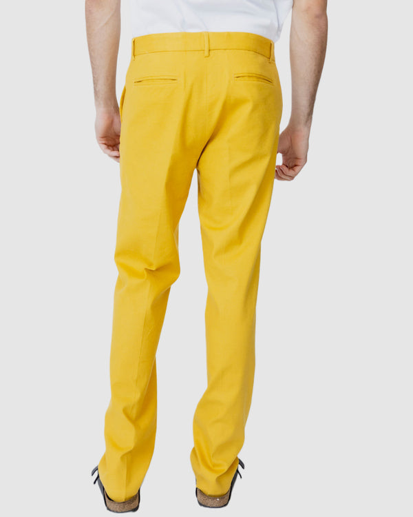 Justin Cassin Parish Straight Linen Trouser Yellow