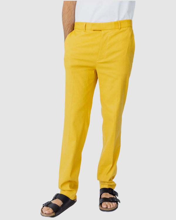 justin cassin Parish Straight Linen trouser Yellow