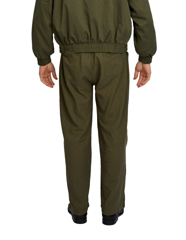 Justin Cassin Patel Linen Wide Trousers Green