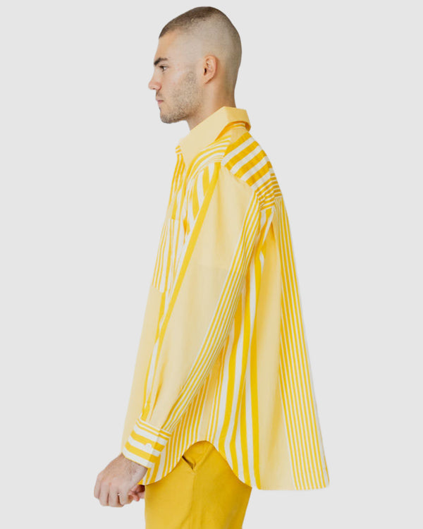 Justin Cassin Pedro Striped Casual Shirt Yellow