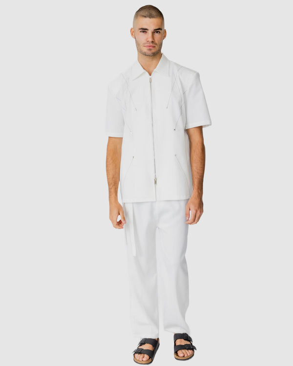 Justin Cassin Quentin Zip Shirt White