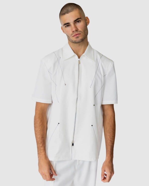 justin cassin Quentin Zip Shirt White