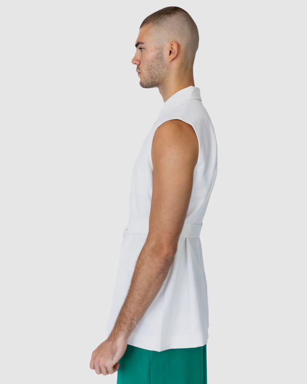 Justin Cassin Saint Longline Vest White