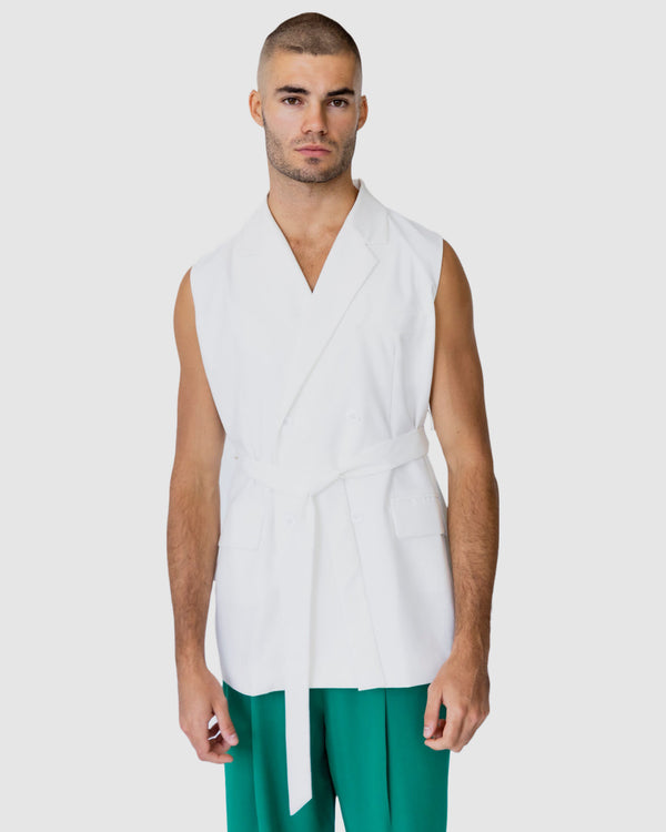 justin cassin Saint Longline Vest White