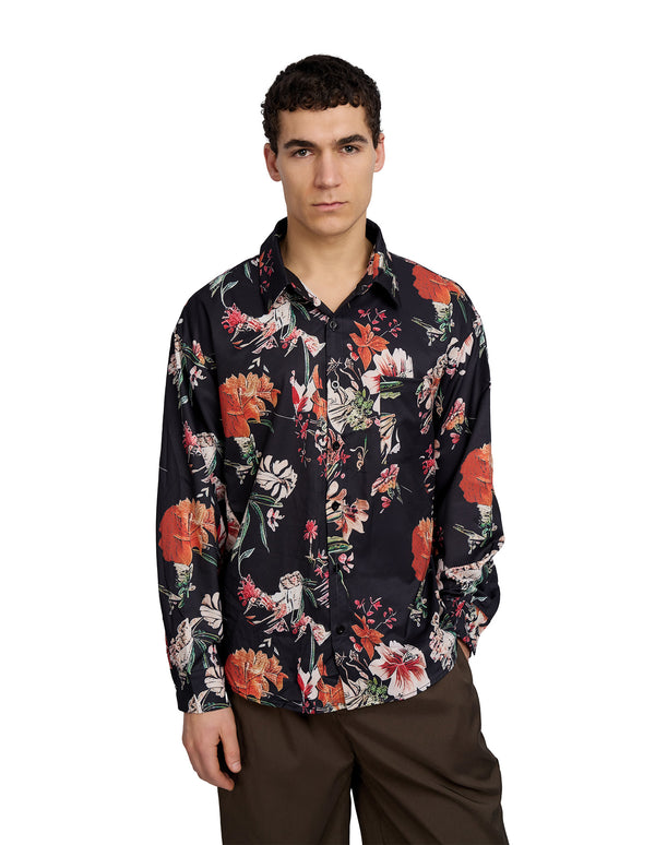 justin cassin Sayer Flower Shirt Black