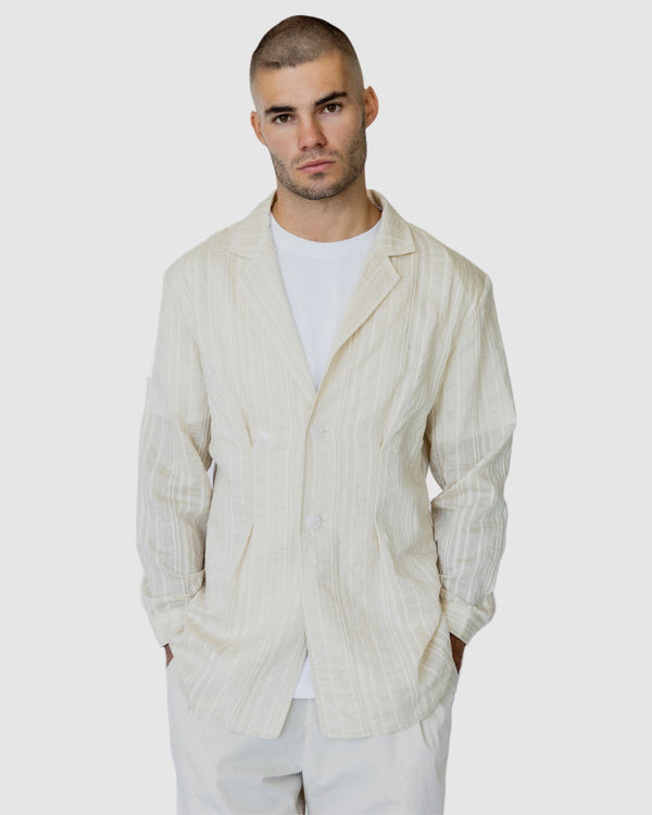 justin cassin Stanley Lightweight Blazer Cream