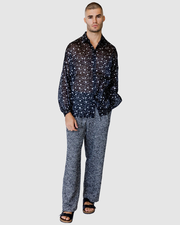 Justin Cassin Starboy Star Sheer Shirt Black