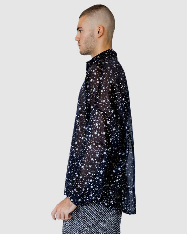 Justin Cassin Starboy Star Sheer Shirt Black