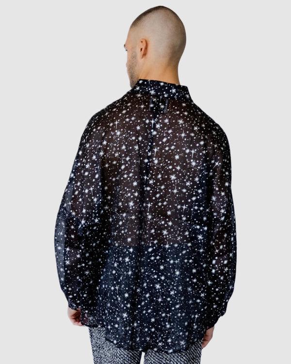 Justin Cassin Starboy Star Sheer Shirt Black