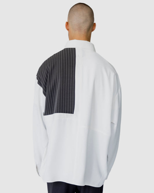 Justin Cassin Tatum Pinstripe Block Shirt White