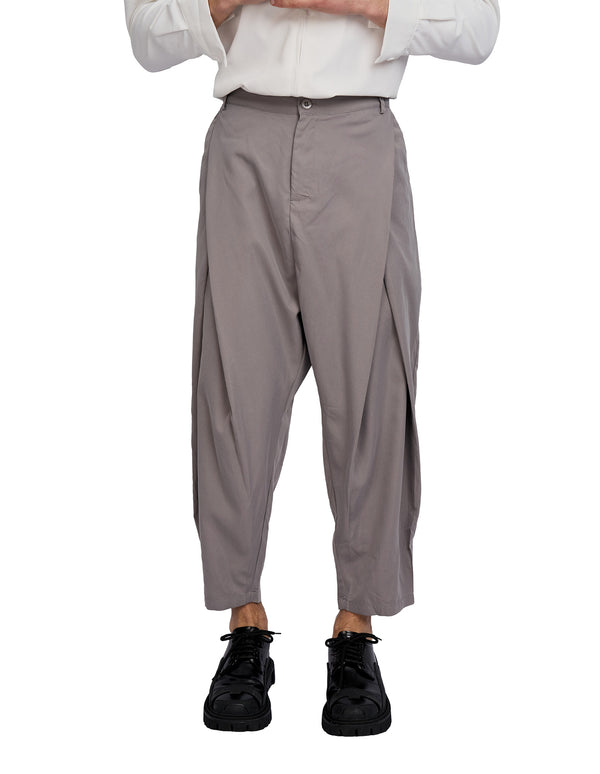 justin cassin Tian Cross Pleated Pants Grey