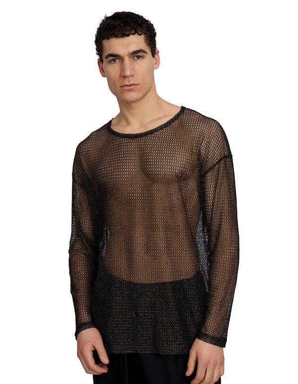 justin cassin Troye Mesh Tee Top Black