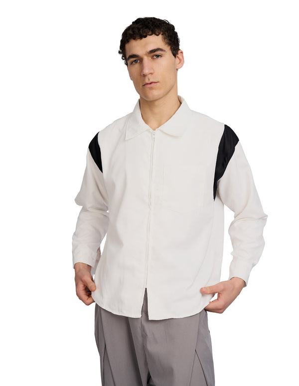 justin cassin Upload Oversized Zip Shirt white