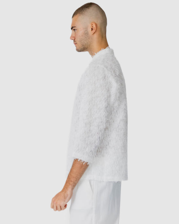 Justin Cassin Vanity Sheer Stripe Top White