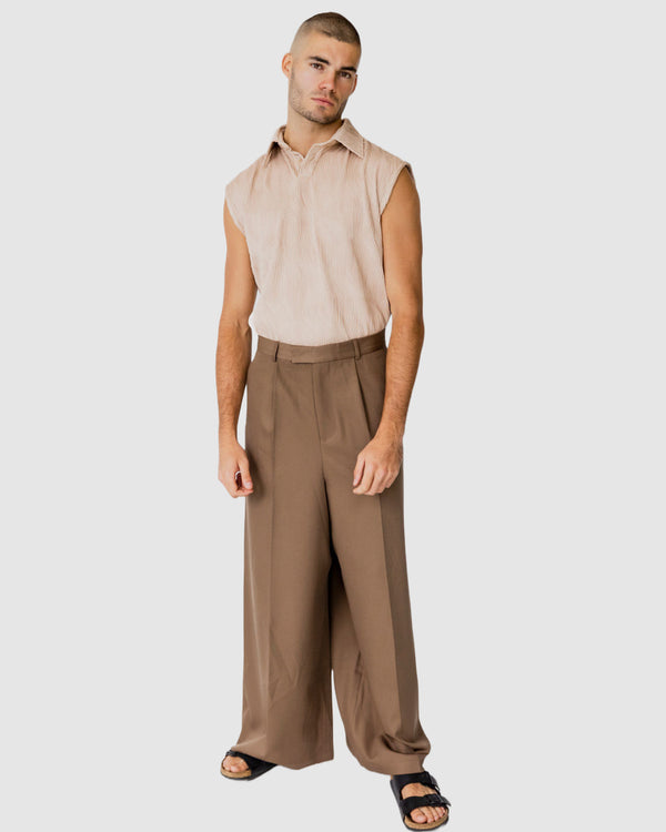 Justin Cassin Verve Sleeveless Shirt Brown