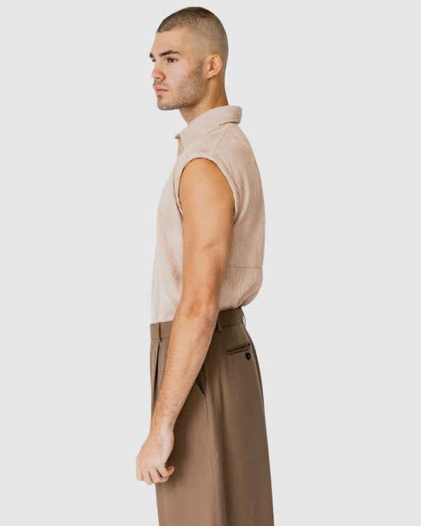 Justin Cassin Verve Sleeveless Shirt Brown