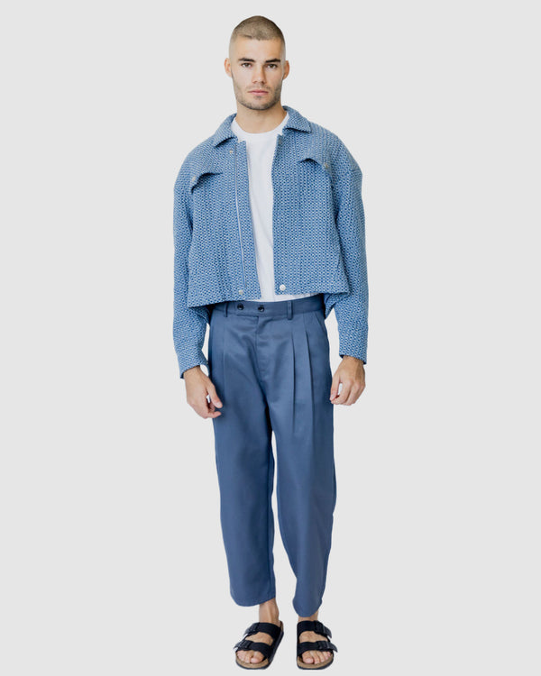 Justin Cassin Yannick Cropped Jacket Blue