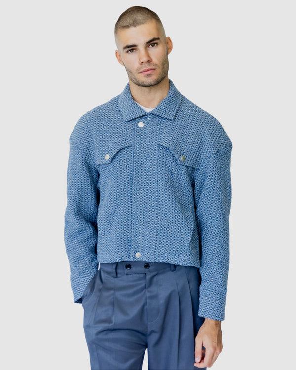 justin cassin Yannick Cropped Jacket Blue