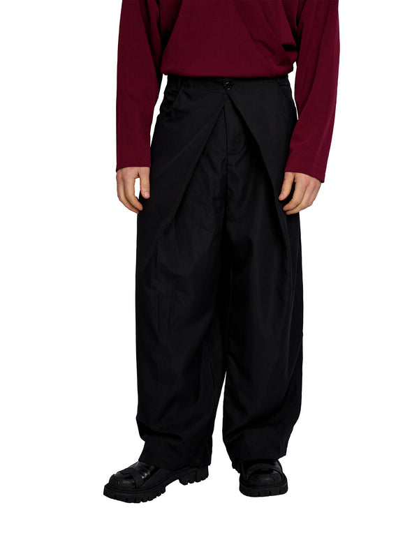 justin cassin Merin Double Pleated Wide Pants Black