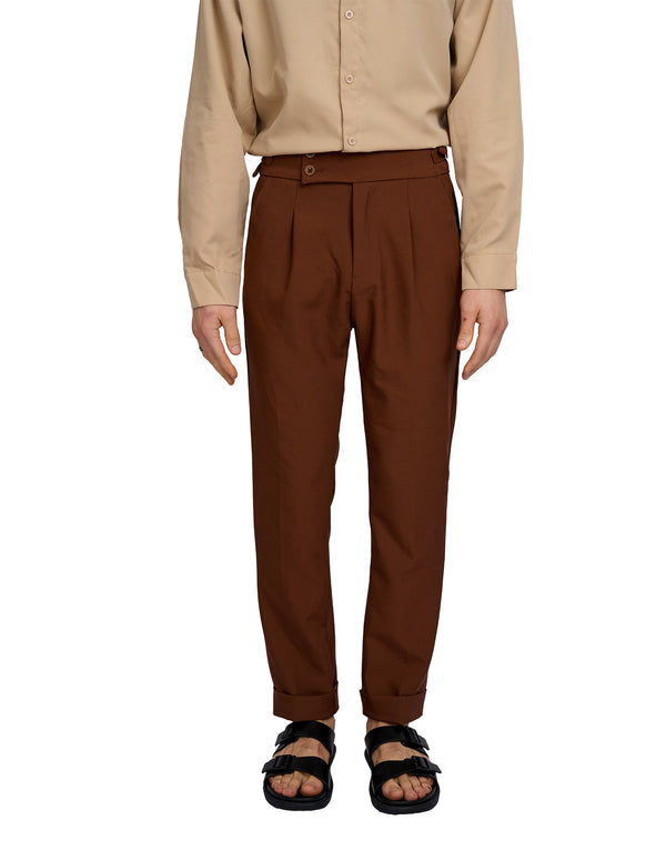 justin cassin Vittori High Waist Cropped Pants Brown