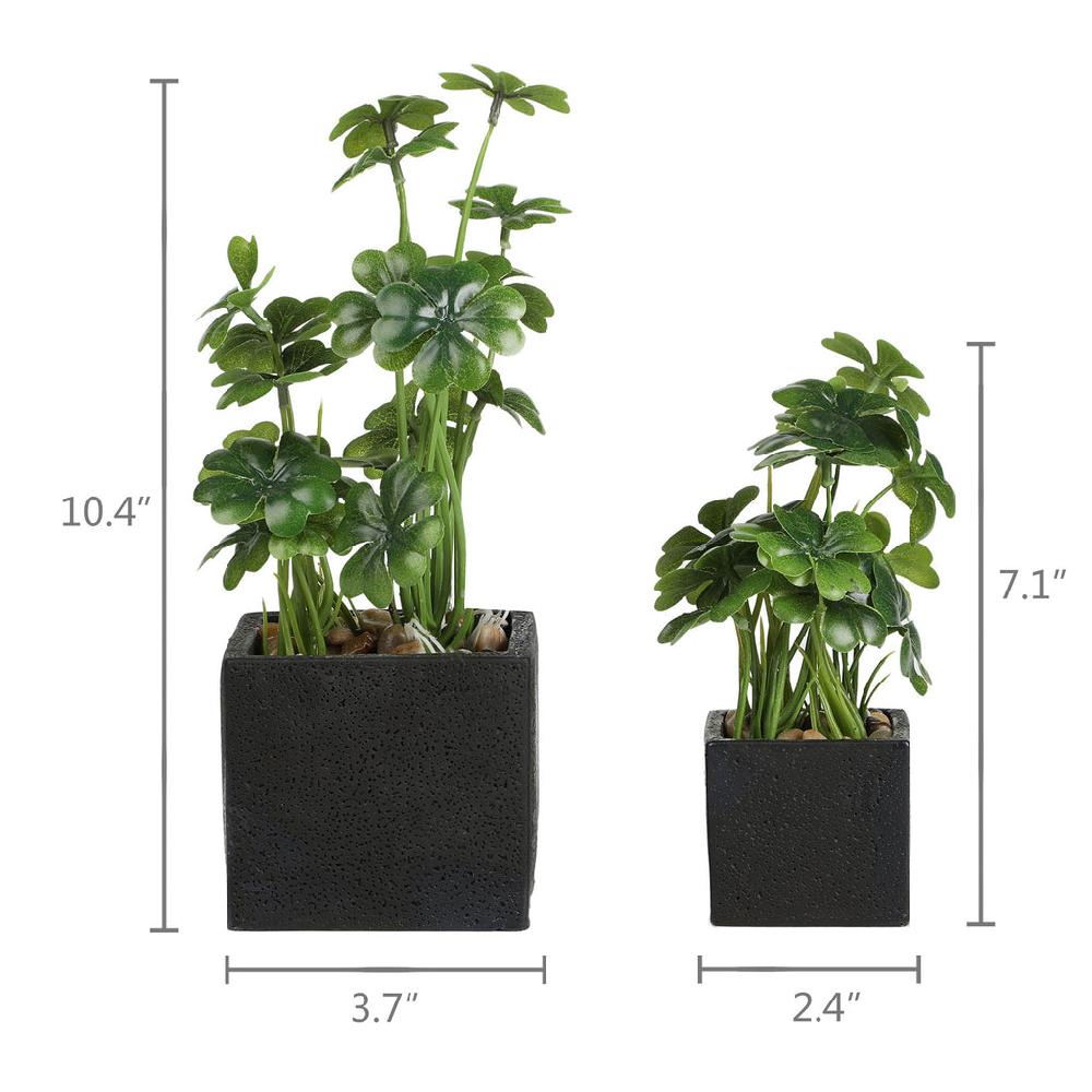 K Cliffs Artificial Desktop Plant Faux Tabletop Greenery In Square Black Cement Plant Pots For Office And Home Décor Set Of 2