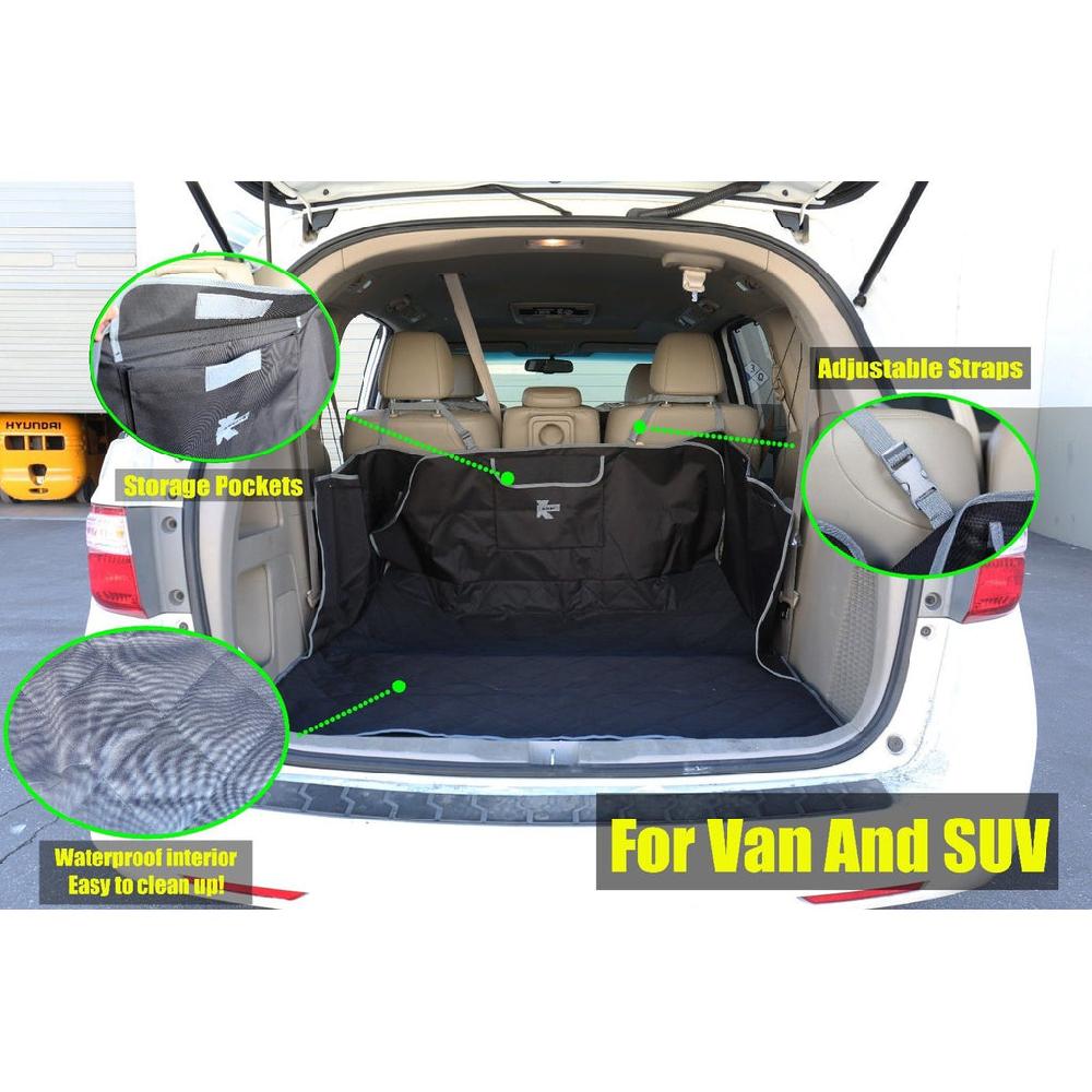 k cliffs Dog Cargo Cover for Trucks & SUVs Quilted Waterproof Trunk Bed Liner 84” x 70” Large Black