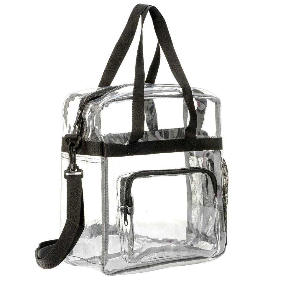 K Cliffs K-Cliffs 12" Unisex Clear PVC Heavy Duty Messenger Tote Stadium Approved Shoulder Handbag