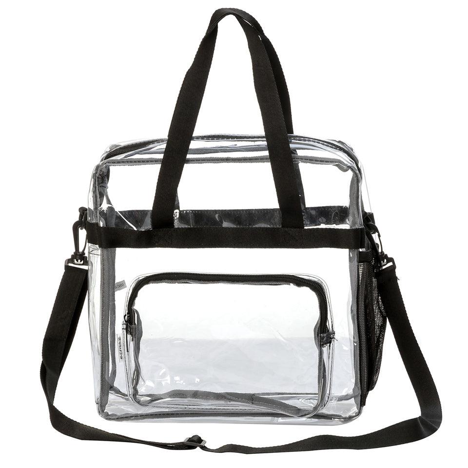 K Cliffs K-Cliffs 12" Unisex Clear PVC Heavy Duty Messenger Tote Stadium Approved Shoulder Handbag