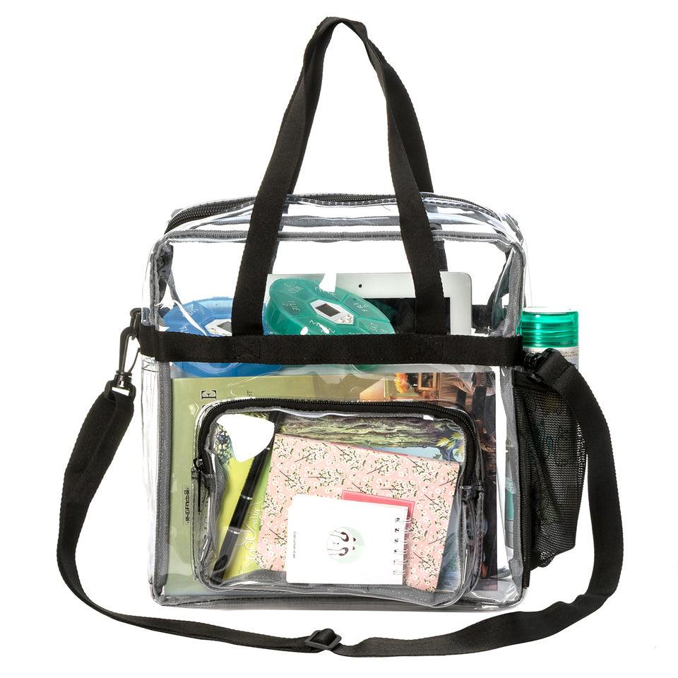 K Cliffs K-Cliffs 12" Unisex Clear PVC Heavy Duty Messenger Tote Stadium Approved Shoulder Handbag