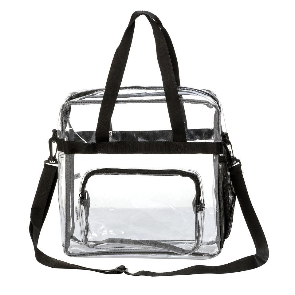 k cliffs K-Cliffs 12" Unisex Clear PVC Heavy Duty Messenger Tote Stadium Approved Shoulder Handbag