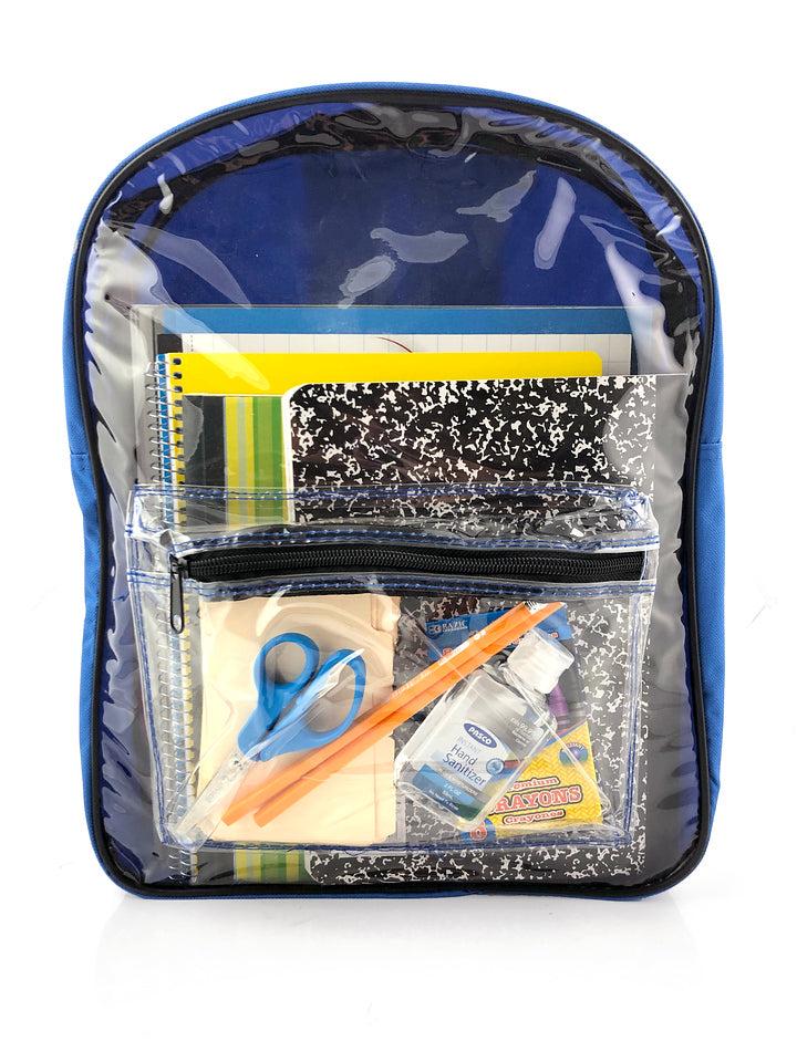 K Cliffs K-Cliffs 15.5" Clear School Backpack See Through Elementary-Adult Daypack
