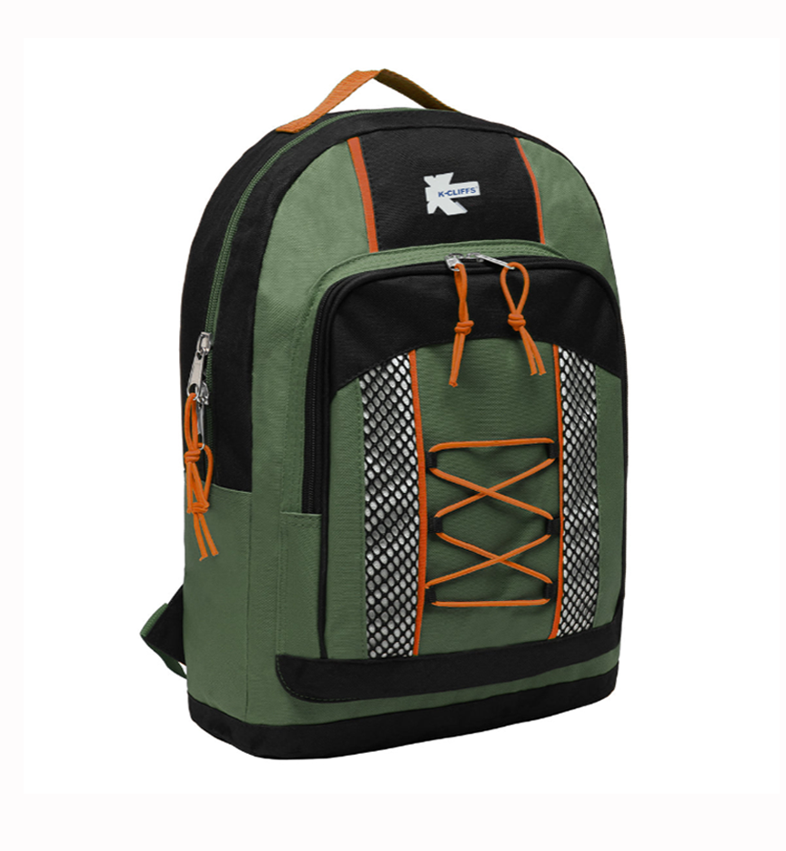 k cliffs K-Cliffs 15" Lightweight Bungee Unisex School Backpack Water Resistant