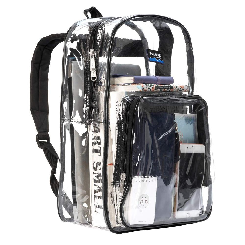K Cliffs K-Cliffs 17" Clear School Backpack Simple See Through Bookbag