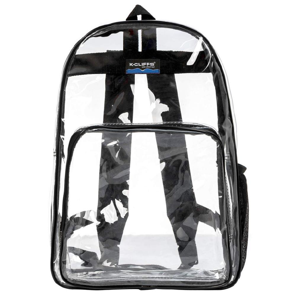 k cliffs K-Cliffs 17" Clear School Backpack Simple See Through Bookbag