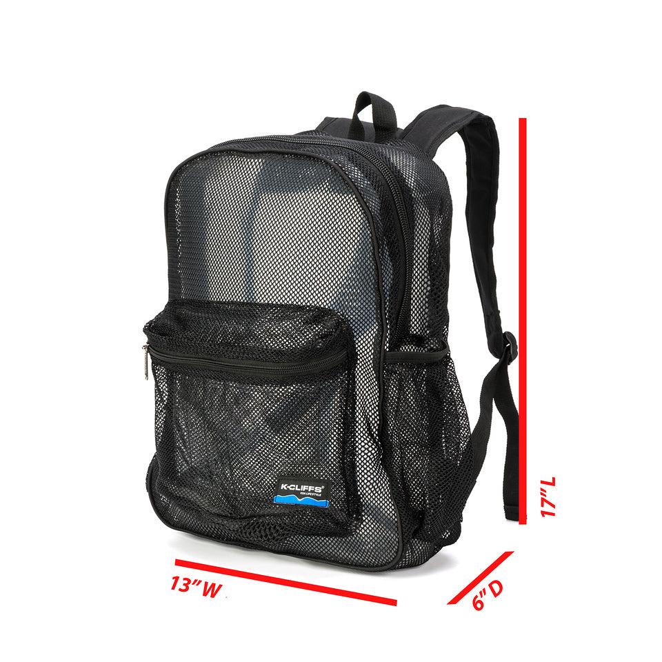 K Cliffs K-Cliffs 17" Unisex See-Thru Mesh School Backpack Netted Gym Sports Daypack