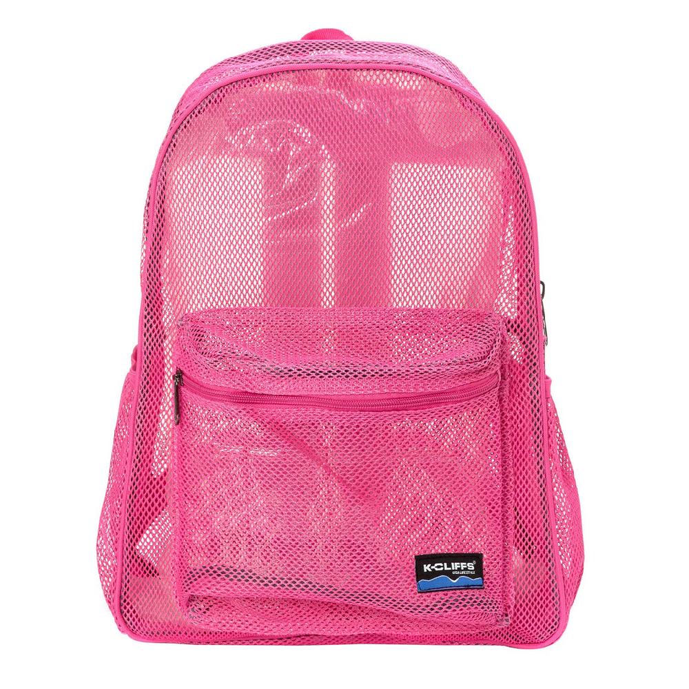 K Cliffs K-Cliffs 17" Unisex See-Thru Mesh School Backpack Netted Gym Sports Daypack