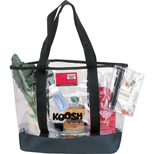 K Cliffs K-Cliffs 20" Clear Tote Reusable PVC Grocery Tote Bag W/ FREE Coin Pouch